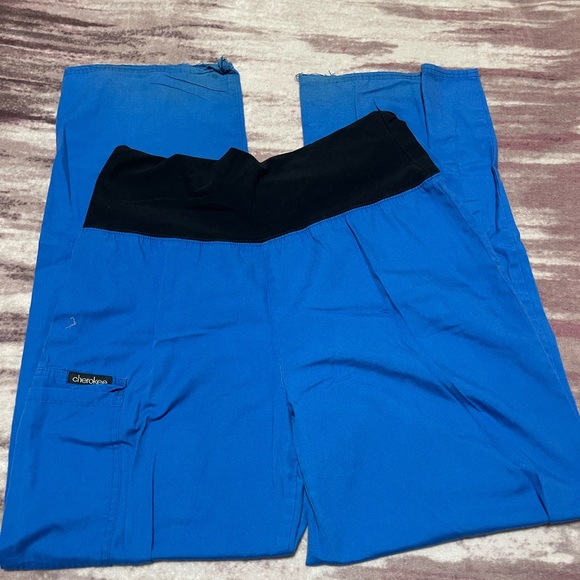 Cherokee Women's Blue Pants with Black Waistband - Picture 1 of 3